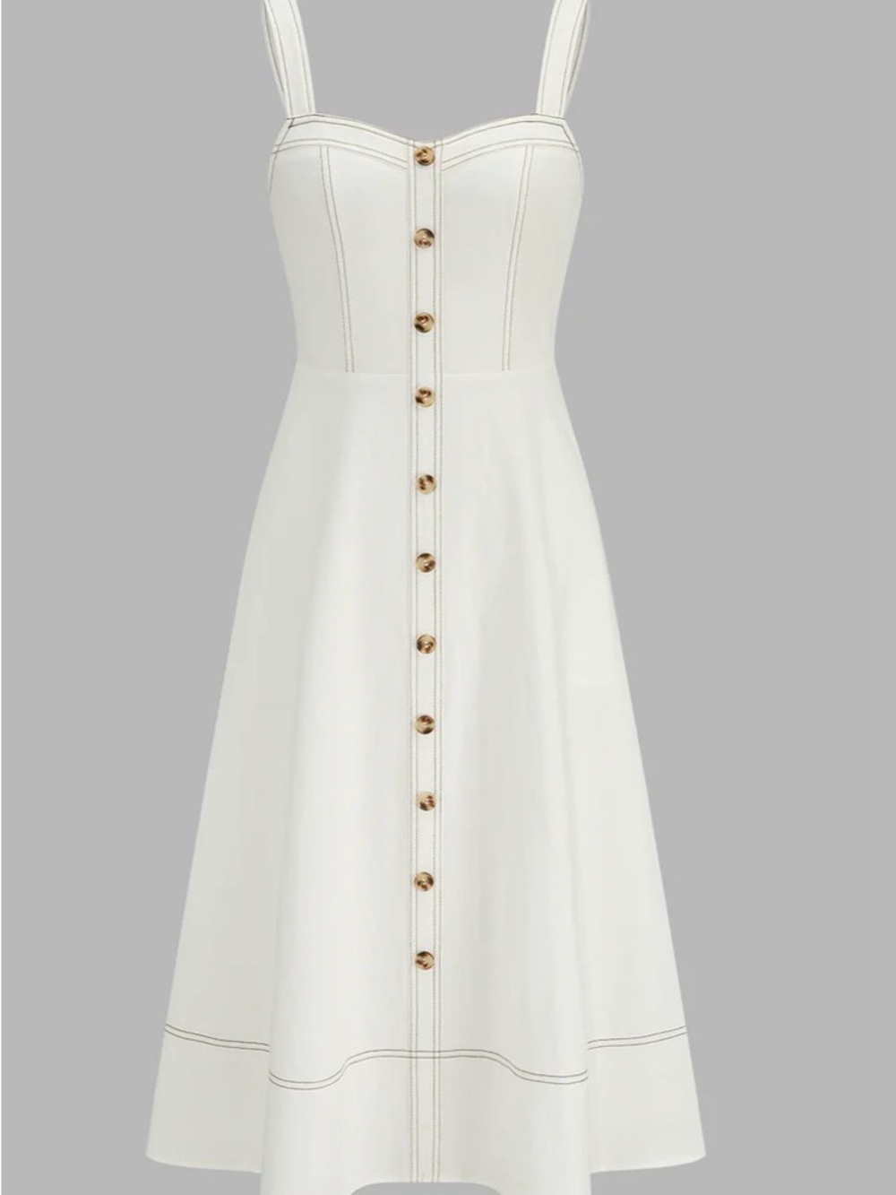 Commense Ivory contrast stitch Button-Front Midi Cami dress